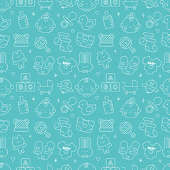 Baby line icon pattern set