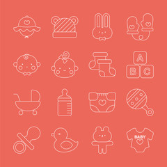 Baby line icon set