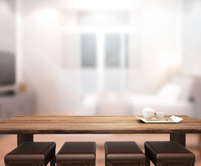 Wood Table  Top Background In Bedroom