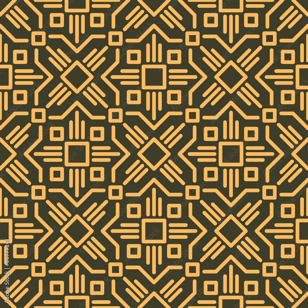 Poster rich decorated calligraphic outlined stroke seamless pattern in