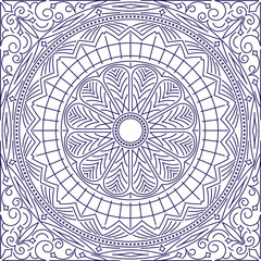 Abstract vector square lace design in mono line style - backgrou