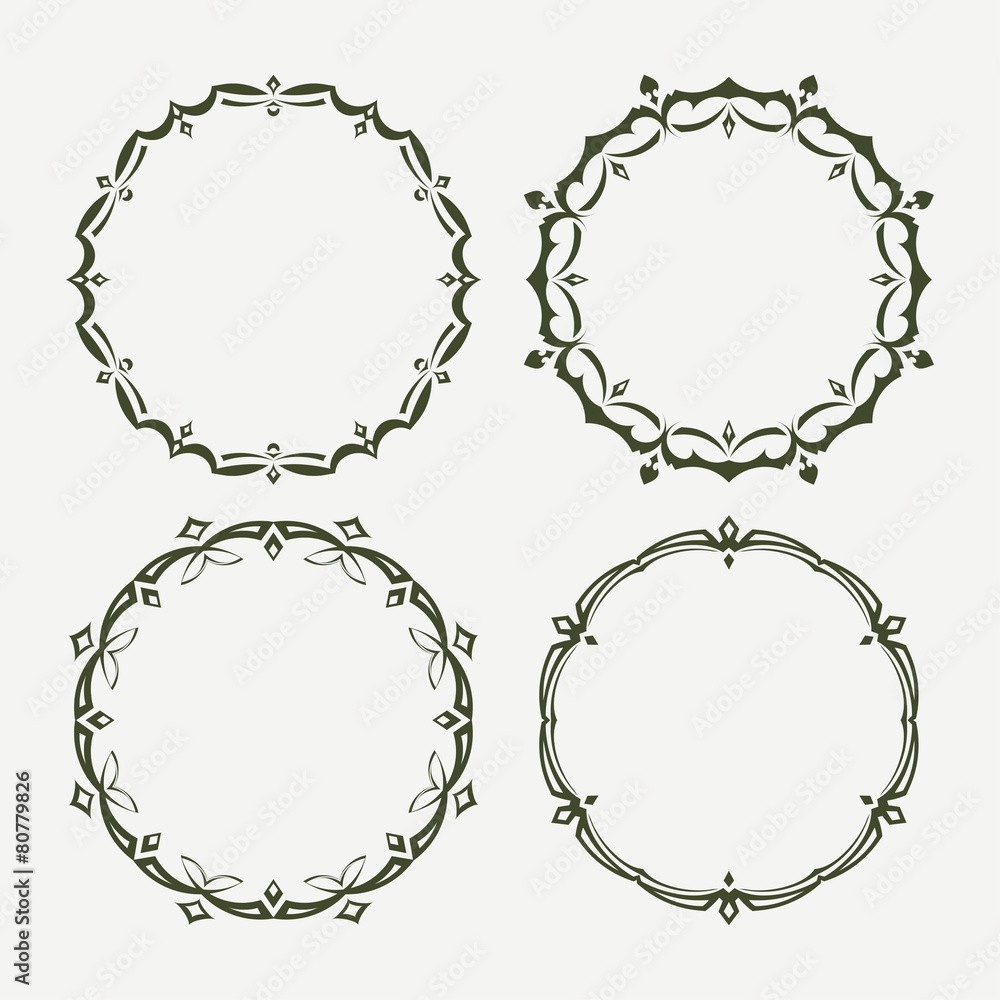 Poster set of 4 round vector frames