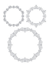Set of 3 round frames in mono line style