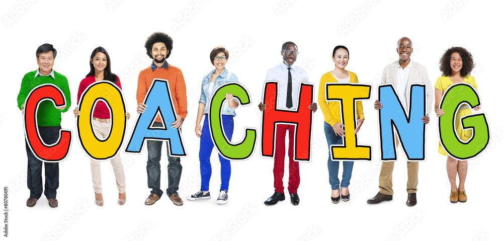 Wall mural DIverse People Holding Text Coaching - Wall murals