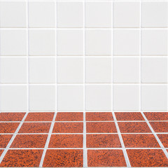 modern beige and red mosaic corner