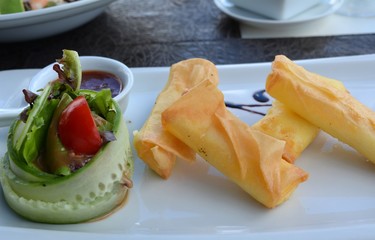 Pancakes with cottage cheese and vegetables