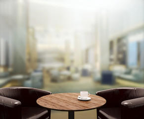 Table Top And Blur Office Background
