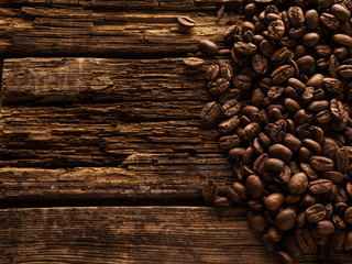 Coffee Beans on wooden background