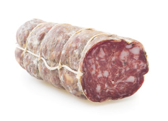 Salami sliced isolated on white, clipping path included