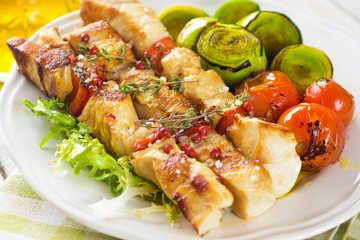 Grilled chicken skewers