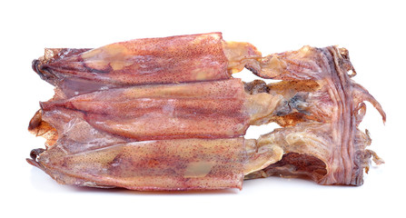 Dried squid isolated on white background