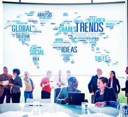 Global Shares Trends Ideas Sales Solution Expertise Concept