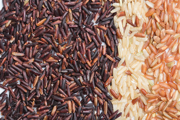 Three variety kinds of brown rice