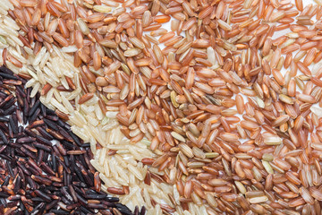 Three variety kinds of brown rice
