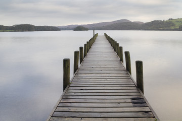 Wooden jetty  in the lake district