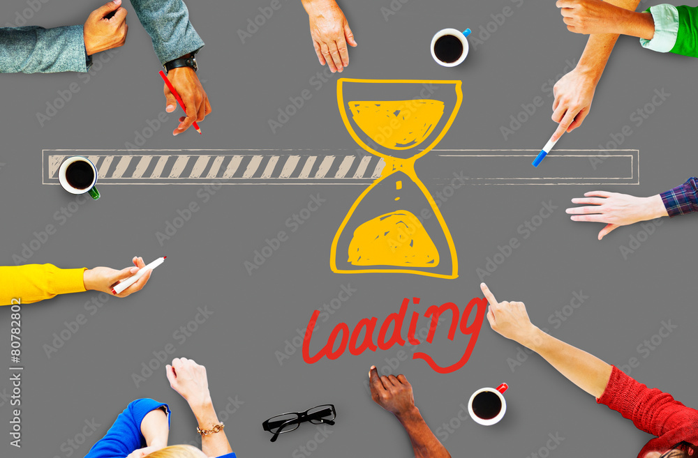 Poster loading data information transfer digital internet concept