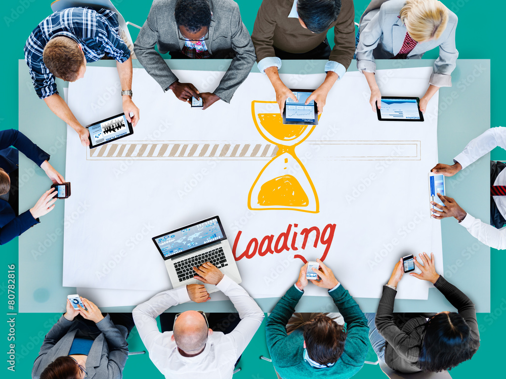 Poster loading data information transfer digital internet concept