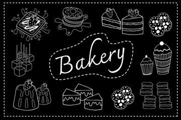 Bakery menu black board doodle