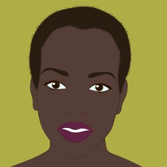 black girl on a background of pistachio