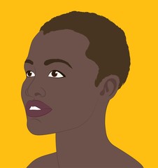 black girl on a saffron background