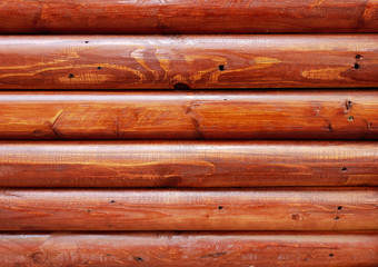 Wooden logs wall of rural house