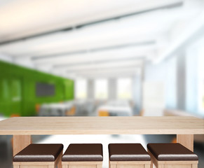 Wood Table  Top Background In Office