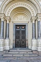 Iron door of  of Naval Cathedral of Saint Nicholas in Kronstadt