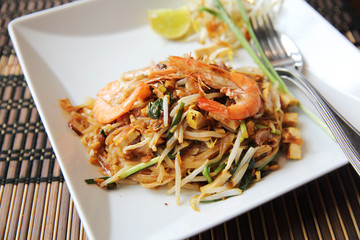 Thai food padthai fried noodle with shrimp