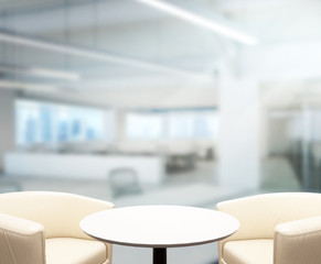 Wood Table  Top Background In Office