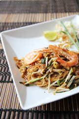 Thai food padthai fried noodle with shrimp
