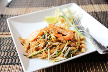Thai food padthai fried noodle with shrimp