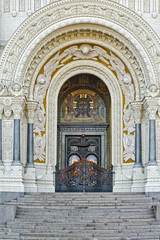 Fototapeta na wymiar Gate of Naval Cathedral of Saint Nicholas in Kronstadt