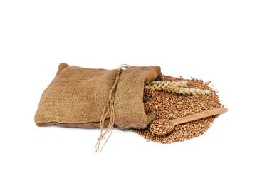buckwheat in a sack the isolated