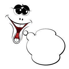 Bubble and the character who smiles. Cartoon. Vector illustratio