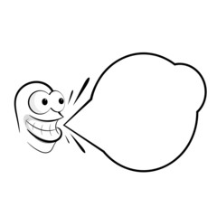 Cartoon smiling and bubble isolated on white background. Vector
