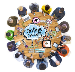 Group People Discussing Online Security Concept