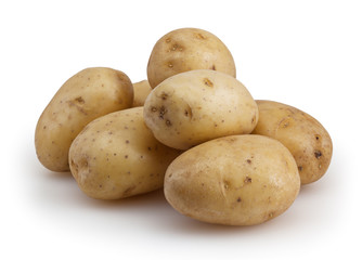 Potatoes isolated on white background with clipping path