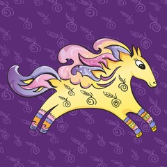 Funny Horse with Apples Illustration