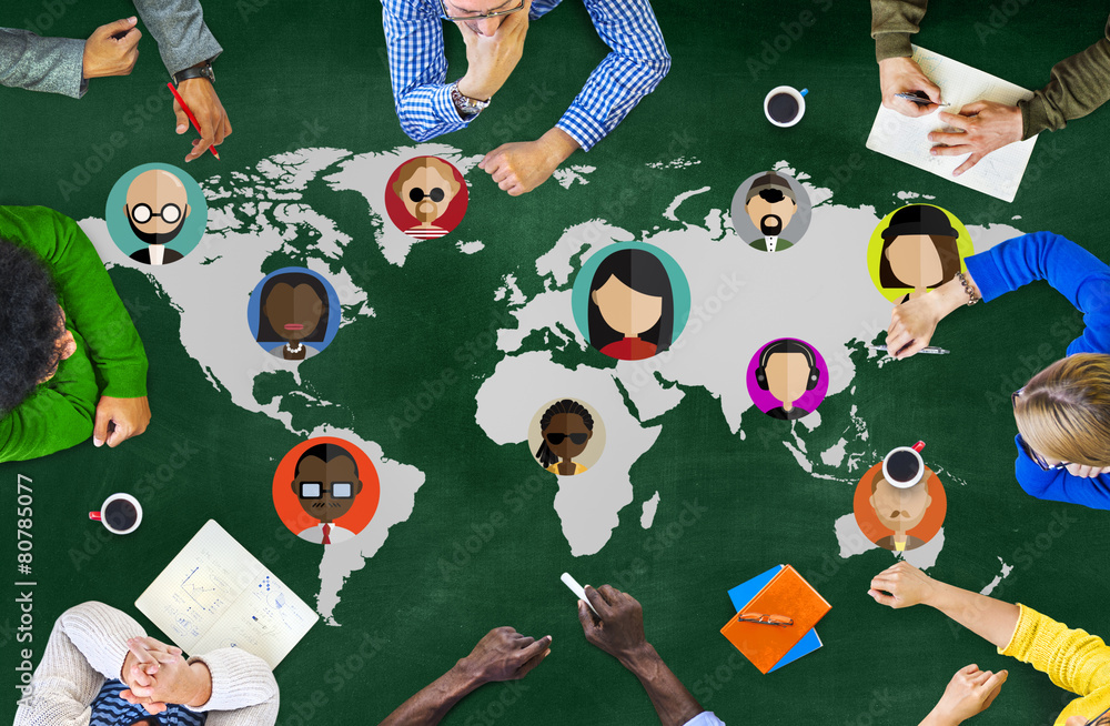Poster global community world people networking connection concept