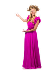 Naklejka premium Woman in fashion clothing isolated on white