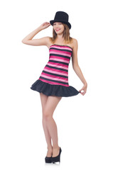 Young pretty woman isolated on white