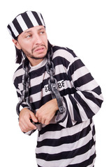 Prison inmate isolated on the white background