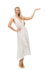 Naklejka premium Woman in dress in fashion dress isolated on white