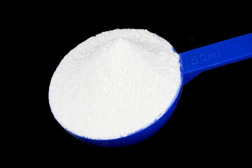 Protein powder isolated on black