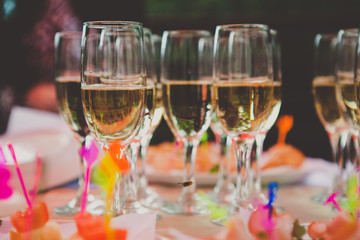 Wedding glasses filled with champagne