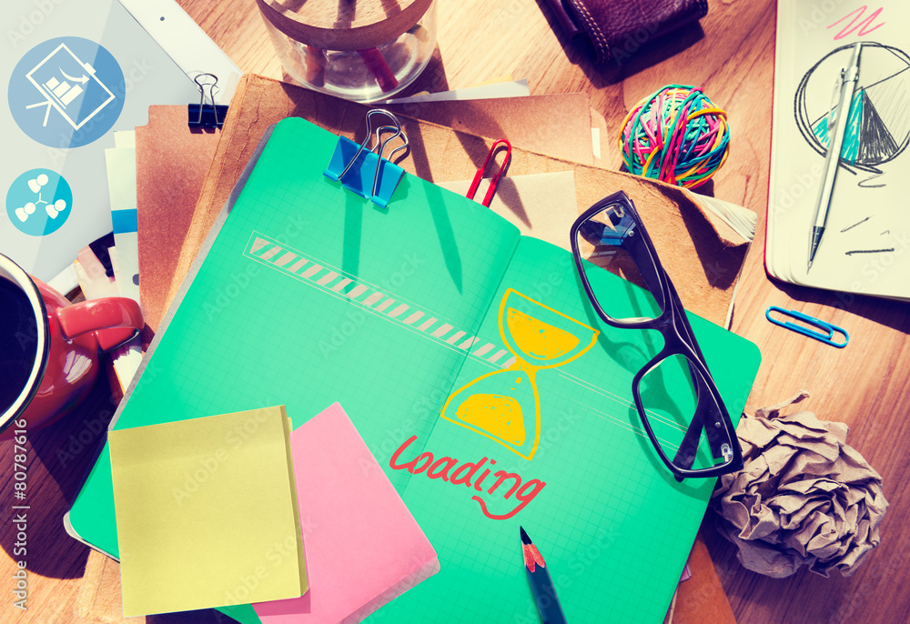 Poster loading data information transfer digital internet concept