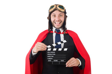 Man wearing red clothing in funny concept