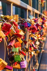Love padlocks on the bridge