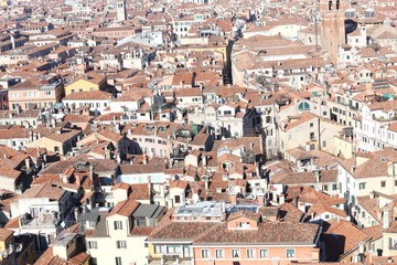 Fototapeta na wymiar Venice, many houses seen from the campanile di san marco