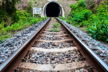 railroad entrance tunnel,in thailand.